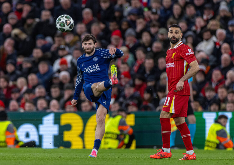 Khvicha Kvaratskhelia during the UEFA Champions League Round of 16 2nd Leg match between Liverpool FC and PSG at Anfield