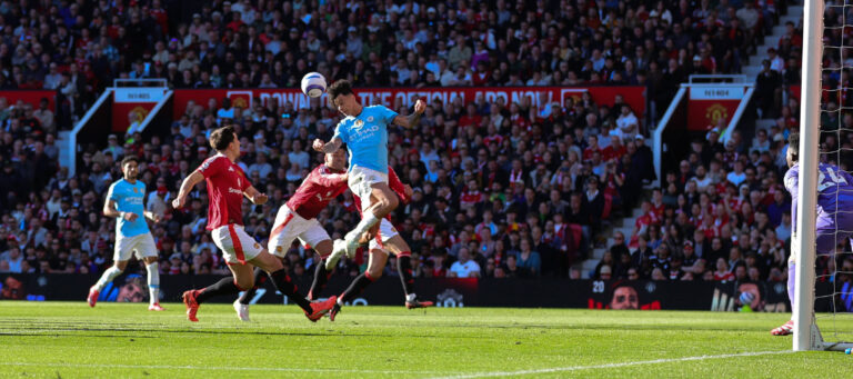 6th April 2025 Old Trafford, Manchester, England Premier League Football, Manchester United, ManU versus Manchester City Nico O Reilly of Manchester City heads towards goal PUBLICATIONxNOTxINxUK ActionPlus12771873 RogerxEvans