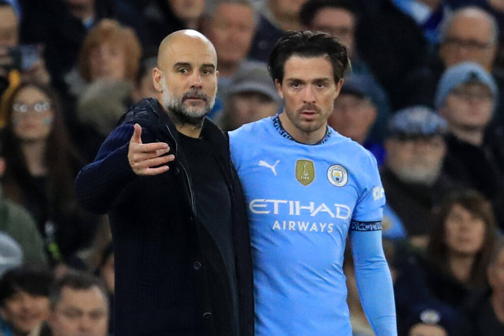 jack grealish at Machester City with Pep Guardiola