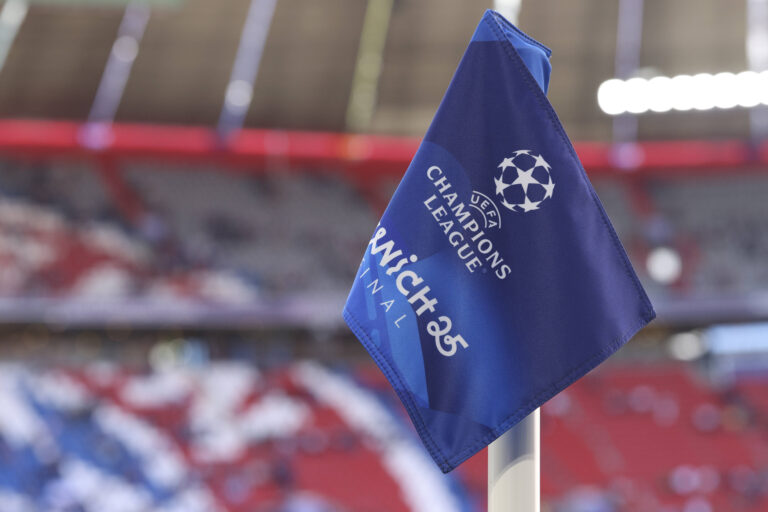 Corner flag with the Champions Leaque logo