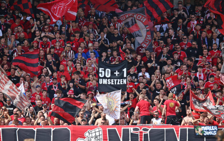Soccer 2 Bundesliga, SV Elversberg 1 FC Nürnberg Fans of 1 FC Nürnberg with protest action on 50+1 rule